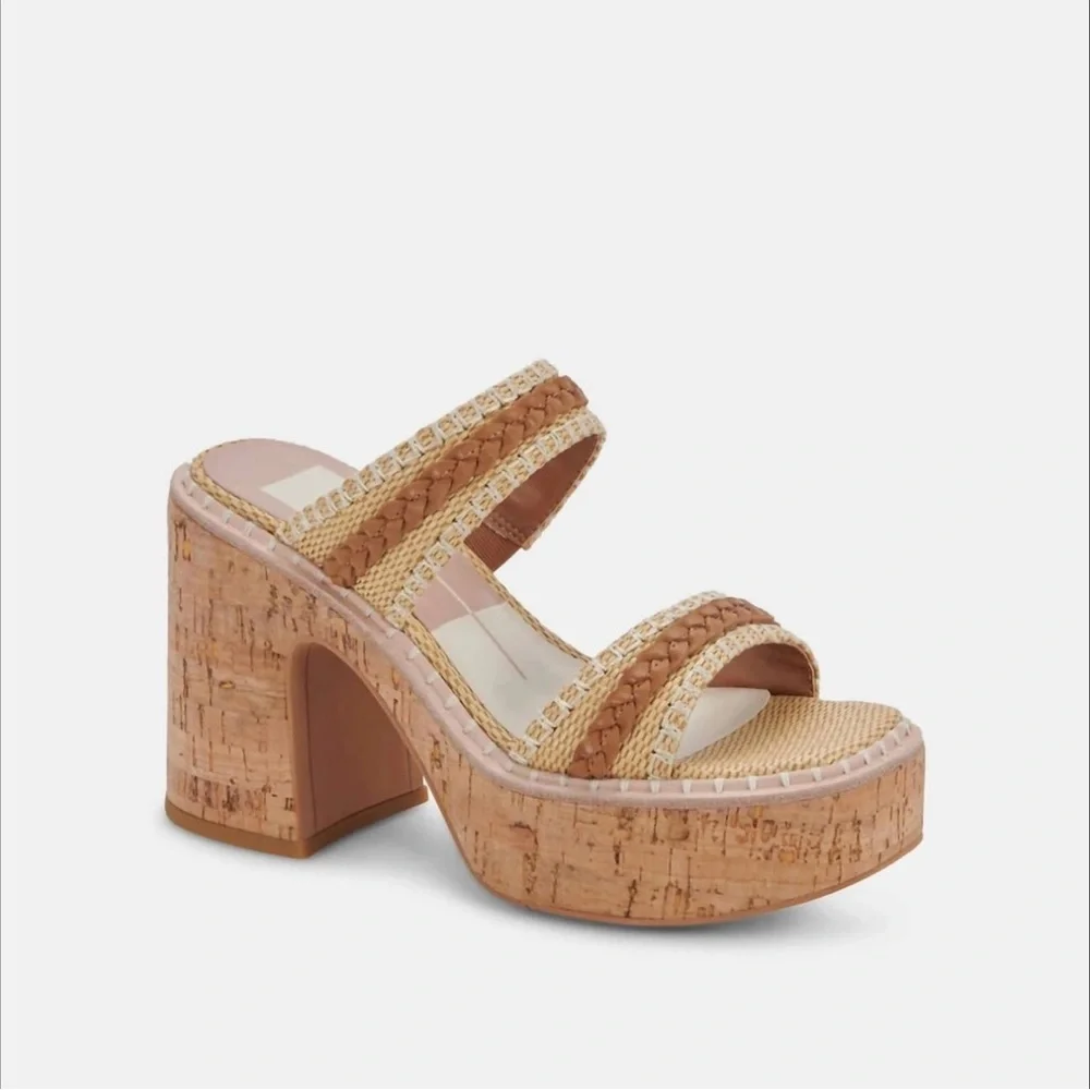 Dolce Vita Whim Heels In Honey Raffia Size 7.5